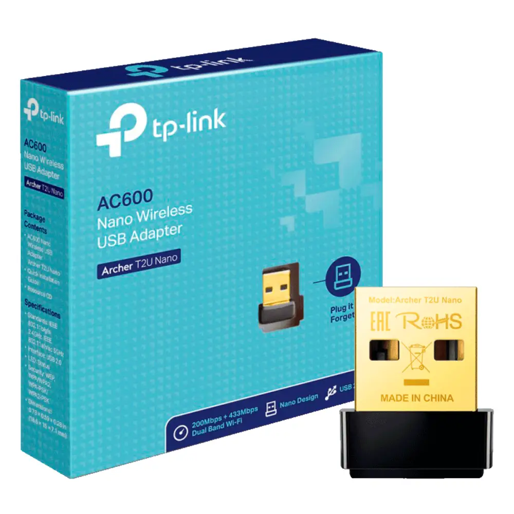 Adaptador de Red Inalámbrica Bluetooth USB TP-Link T2UB Nano AC600 Doble Banda 600Mbps