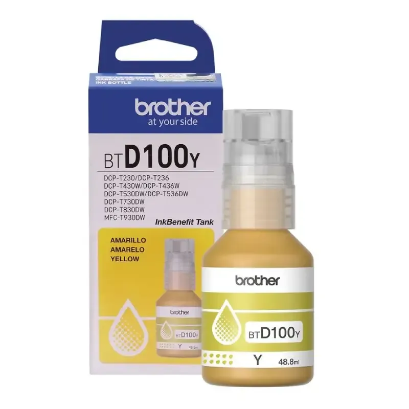 [012502676782] Botella de Tinta Original Brother 1010 BTD100 Amarillo