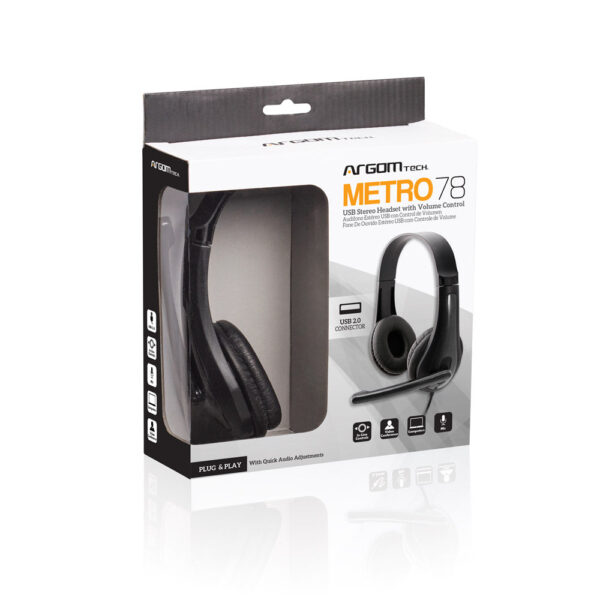 Headset Argom Arg-HS-0078 USB Stereo Metro 78 C/Microfono