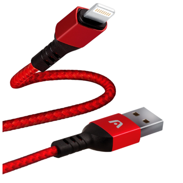 Cable USB a Lightning Argom Tech 1.8mts Trenzado Rojo ARG-CB-0023RD