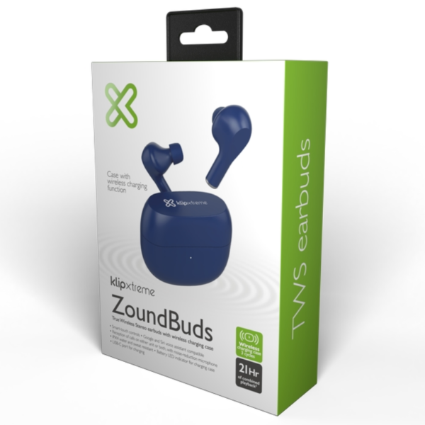 Klip Xtreme Audífonos Bluetooth TWS Zoundbuds Azul KTE-250BL