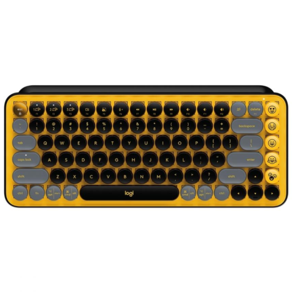 Teclado Logitech POP Keys Inalámbrico Con Bluetooth, USB, Color Amarillo/Negro