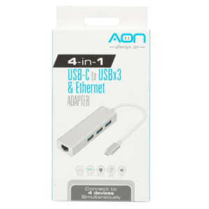 Adaptador USB-C a RJ45 con Hub USB 3 puertos AON AO-AD-1010 M/H