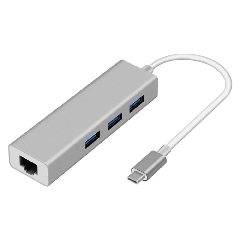 Adaptador USB-C a RJ45 con Hub USB 3 puertos AON AO-AD-1010 M/H