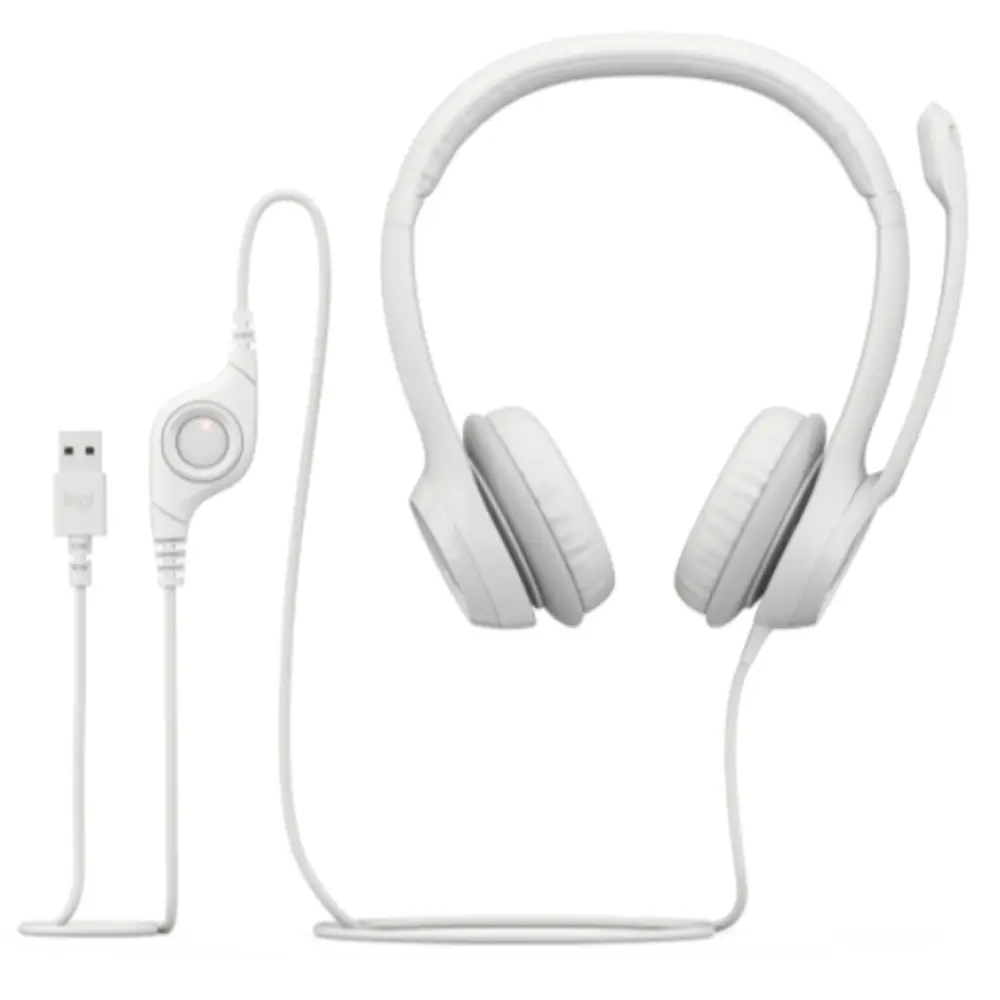 Audífonos Logitech H390 Alámbricos, Color Blanco (1)