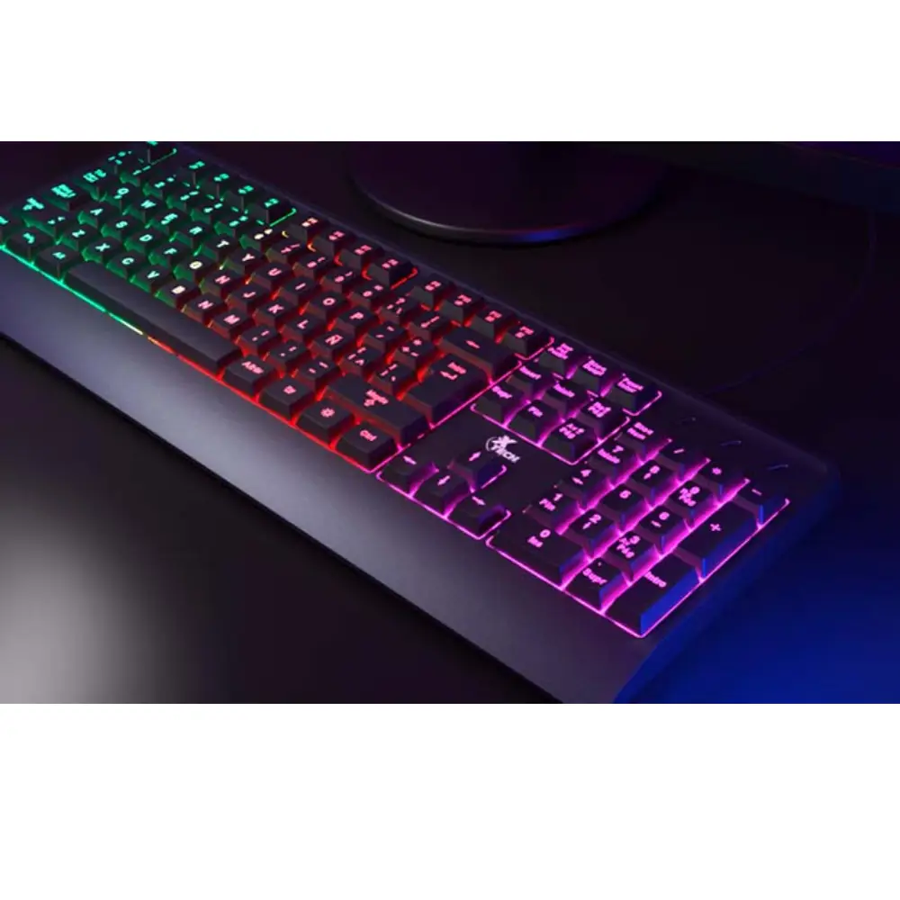CHEVALIER _ Teclado alámbrico multimedia para videojuegos con iluminación de fondo LED multicolor XTK-505S