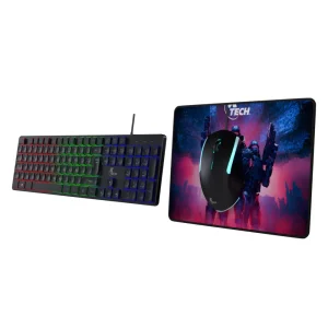 Hasha _ Combo para videojuegos teclado multimedia en español, mouse y alfombrilla XTK-535S
